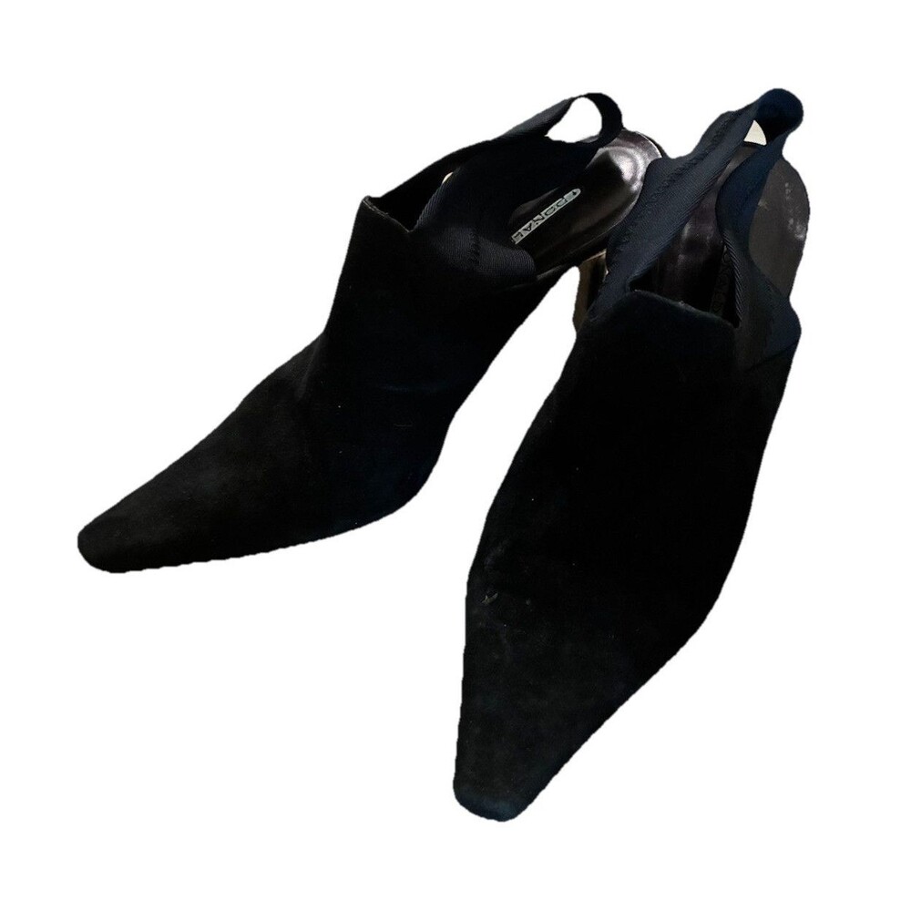 Donald J Pliner Women’s Black Suede Slip-On Slingback Pointed Toe Heels 7.5 READ